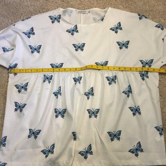 Cotton & Linen Blend Butterfly Babydoll Blouse - Picture 11 of 14